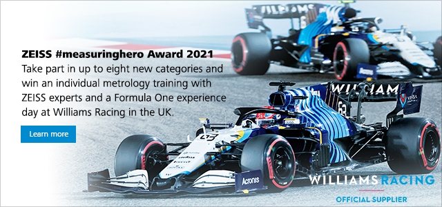 ZEISS #measuringhero Award 2021 Take part in up to eight new categories and win an individual metrology training and a Formula One experience day at Williams Racing in the UK. Learn more